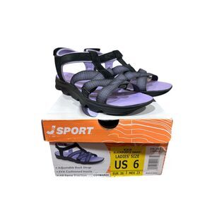 Jsport Women's Kaia Strap Sandal Black Purple Size 6
